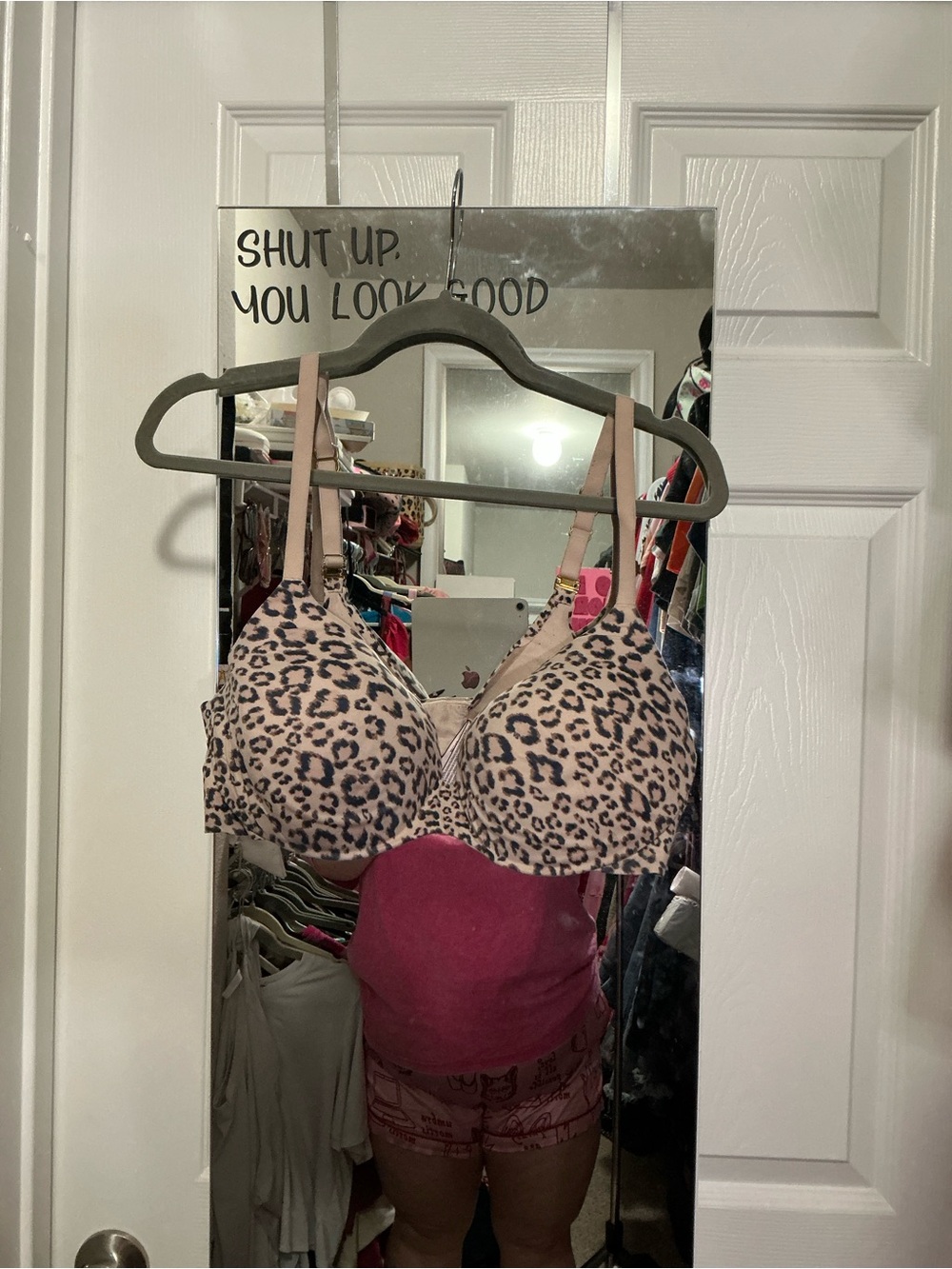 Victoria's Secret Beige and Pink Leopard Push-Up Bra